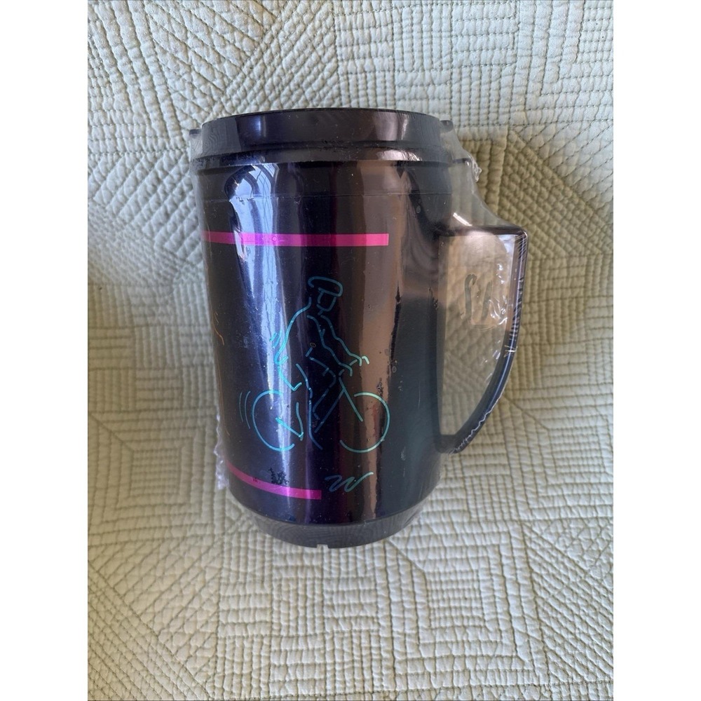 Vtg 90s Weight Watchers Insulated Mug NEW Sealed Neon Cyclist Retro Thermo Cup